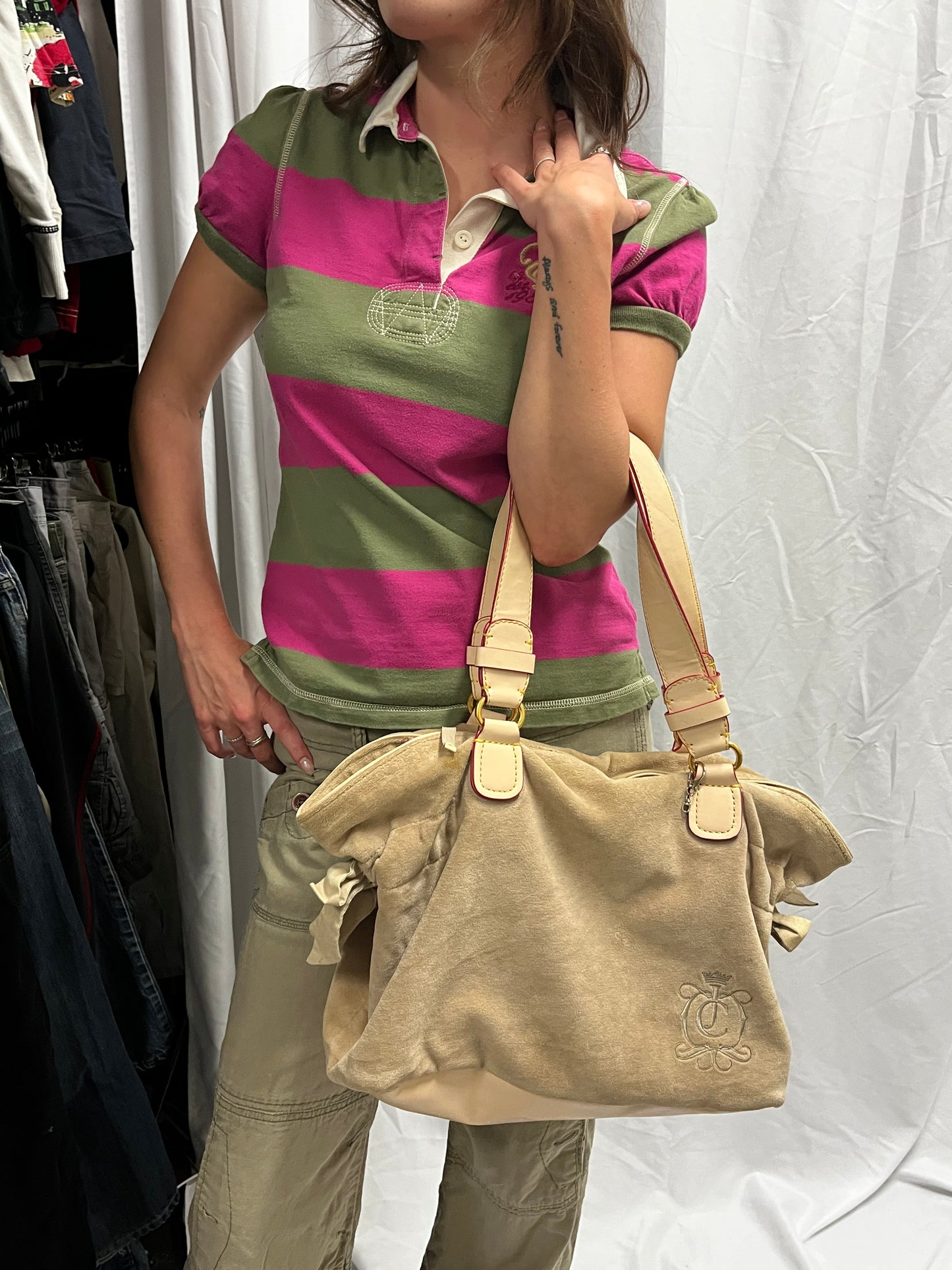 Purse - Juicy Couture 2000s Beige Slouchy Tote Bag