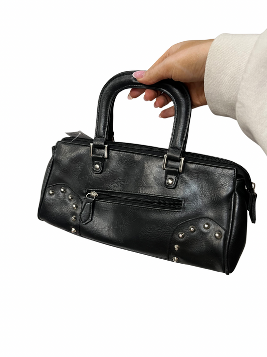 REMO Black Pleather Studded Handbag