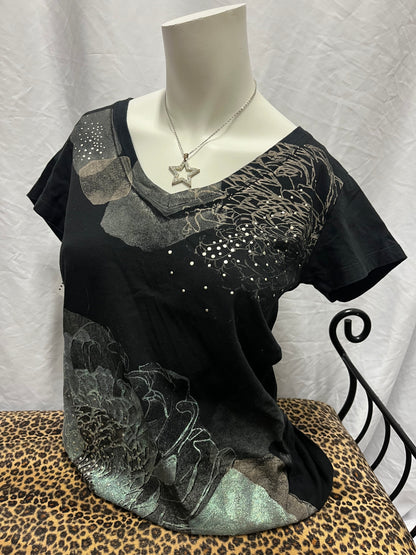 L - Gossip Girls Y2K Flower Graphic Top
