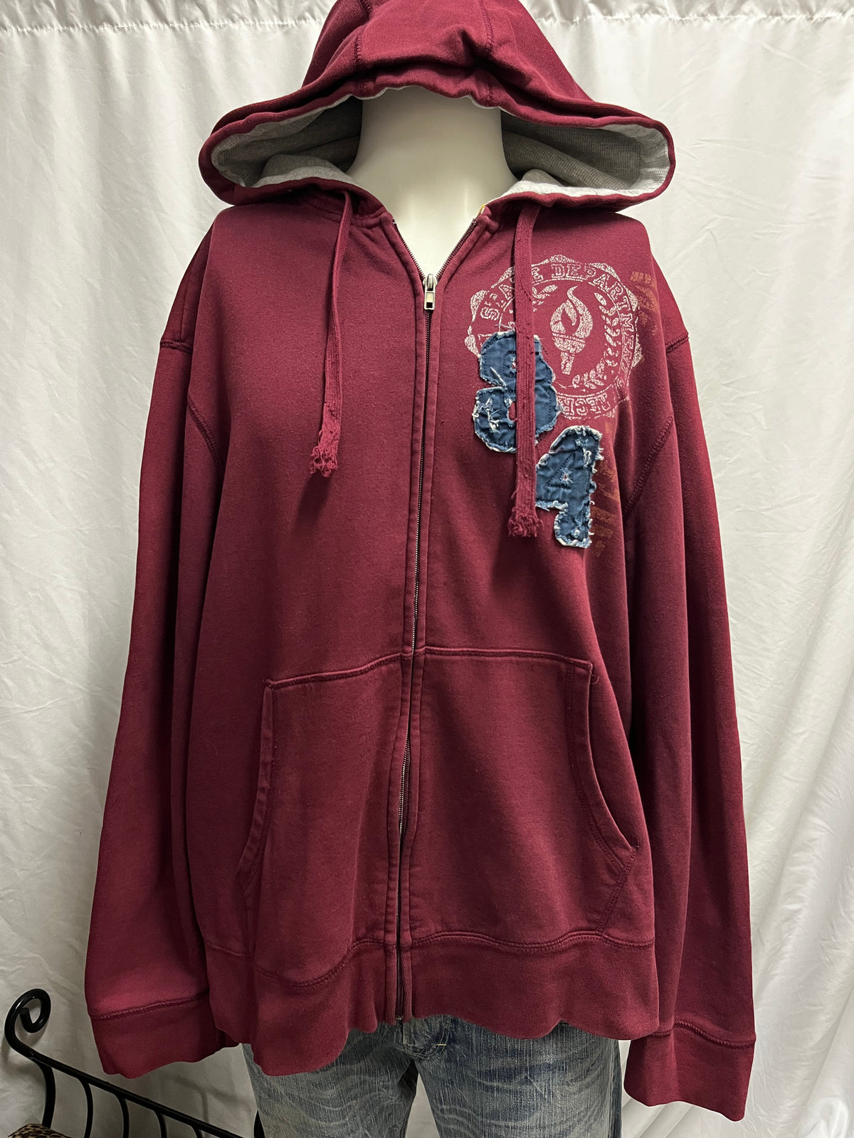 XXL - Bluenotes Y2K Applique Zip Hoodie