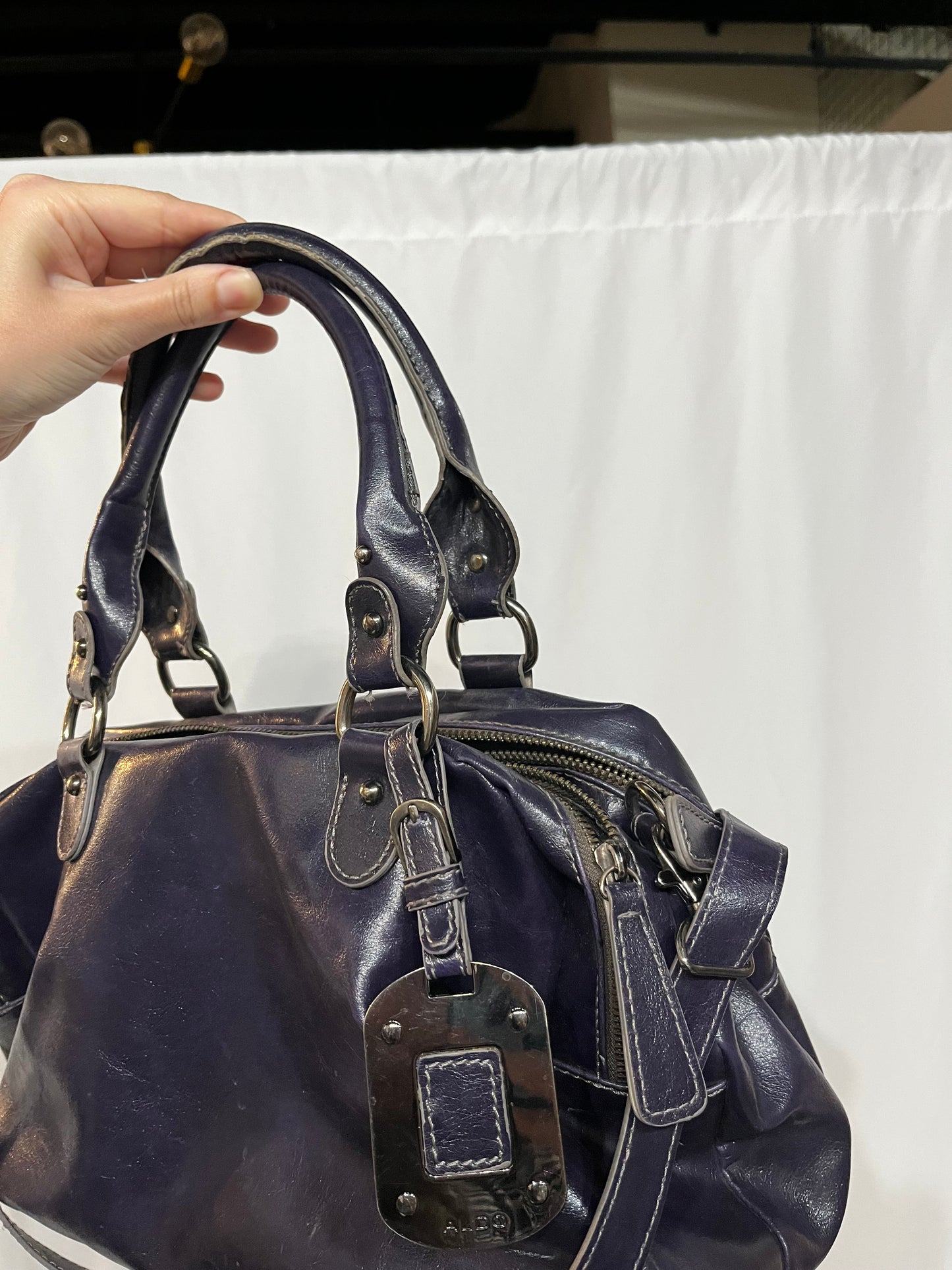 Purse - Aldo 2000s Purple Faux Leather Multi-Compartment Bag