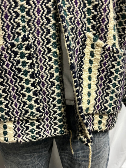 L - 90s Woven Baja Surf Blanket Button Down Coat