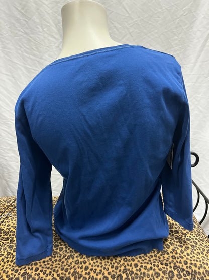 M - Blue Y2K Stud Detail 3/4 Sleeve Top