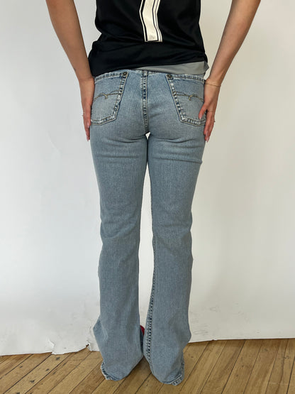 Y2K Light Wash Low Rise Flare Jeans by Silver