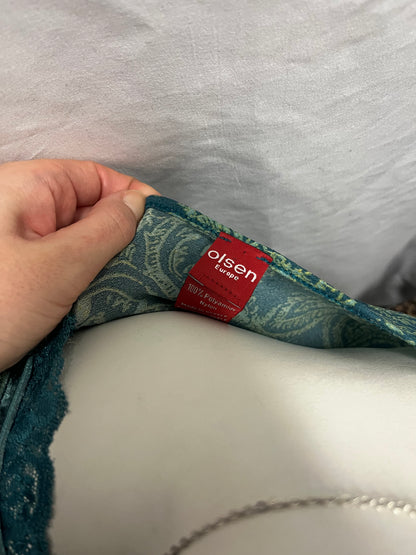 L - Olsen Europe Y2K Teal Patterned Blouse