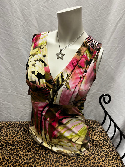 M - Moa Moa Y2K Pink + Green Patterned Top