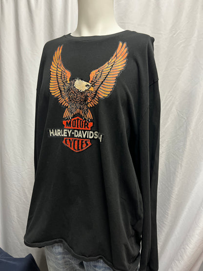 XL - Harley Davidson 2010s Textured Eagle Graphic Long Sleeve Tee