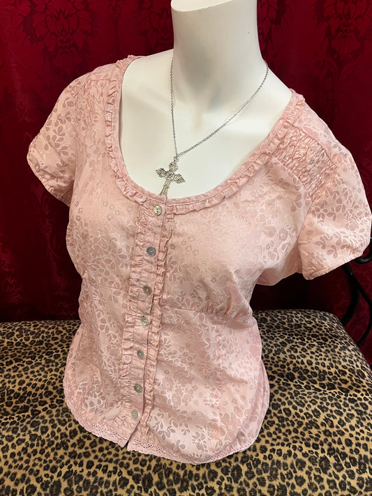 M/L - 2000s Milkmaid Cinch-Waist Top