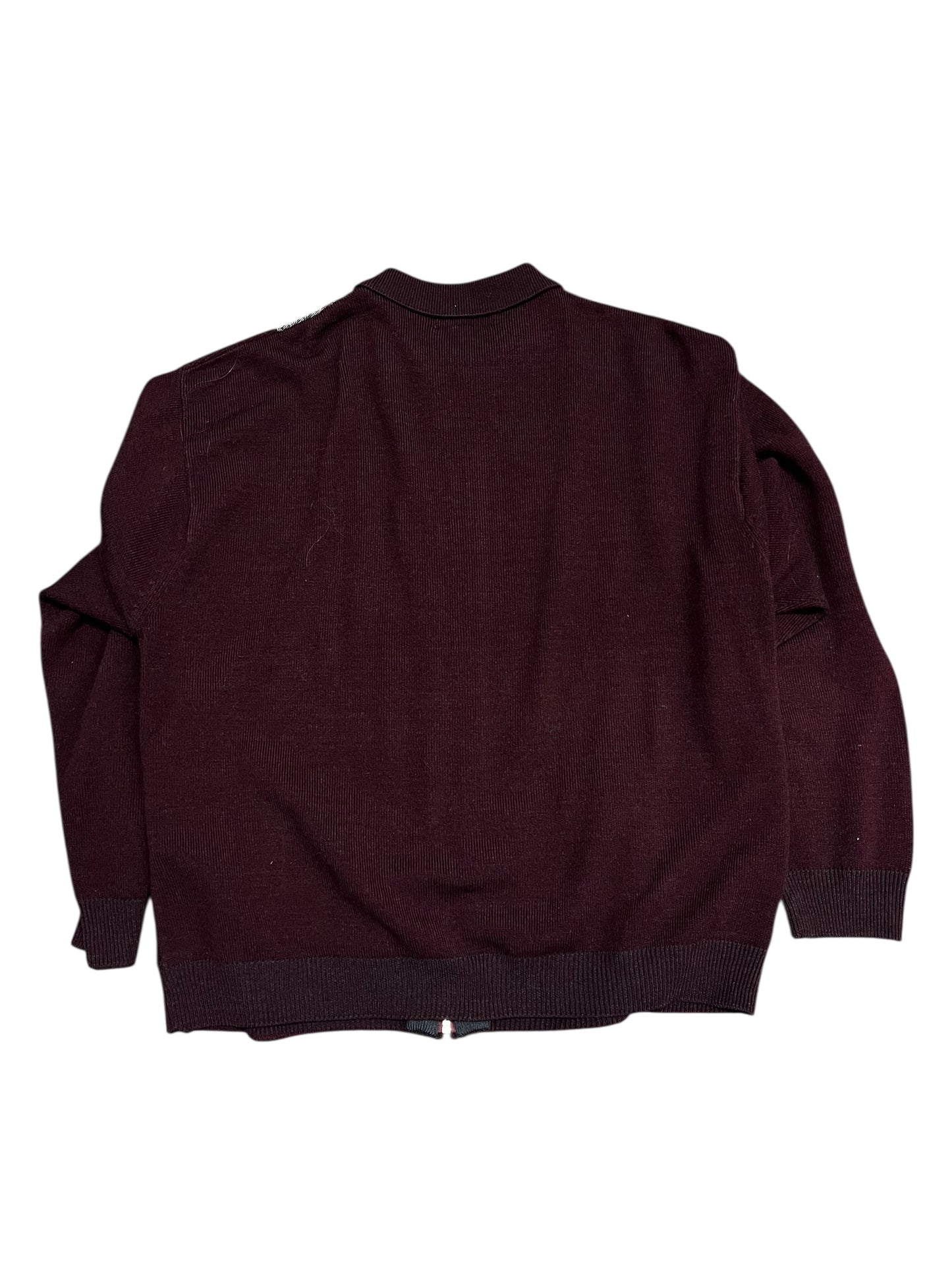 L - Arnold Palmer 90s Geo Knit Zip-Up Sweater