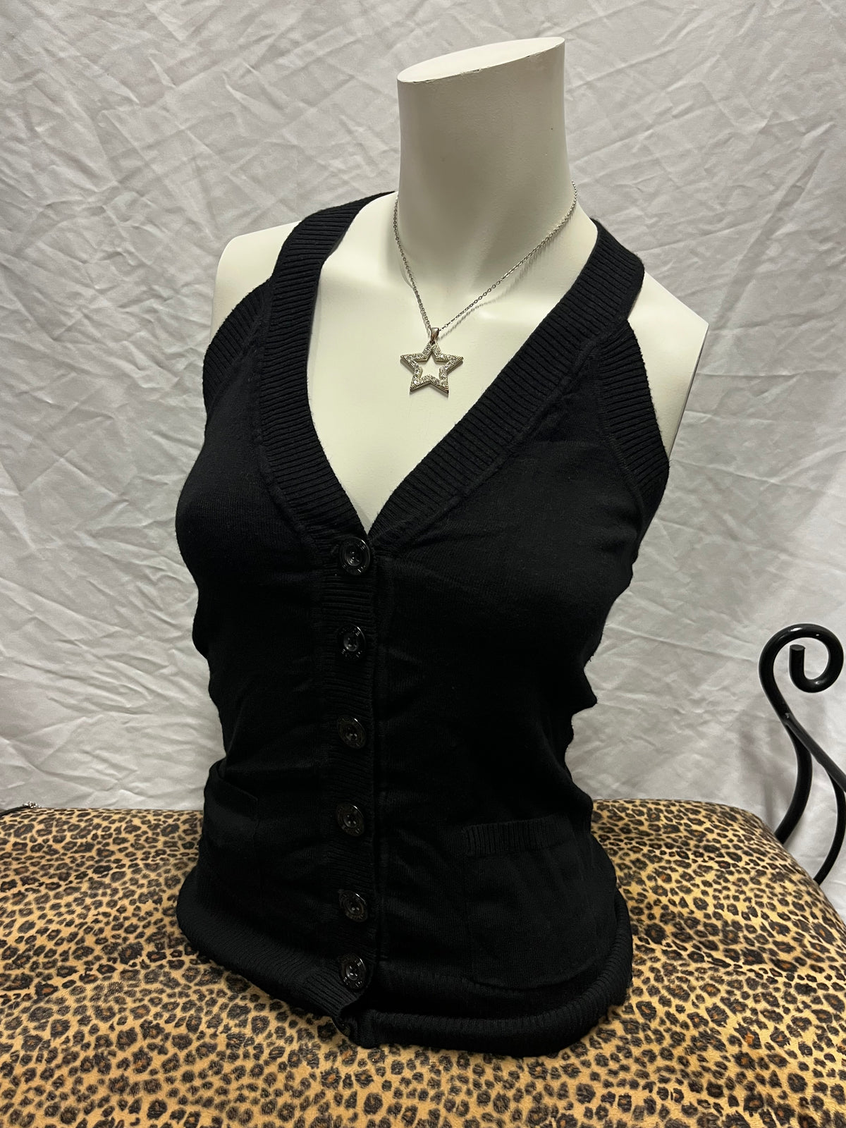 XS - Garage Y2K Black Knit Vest Top