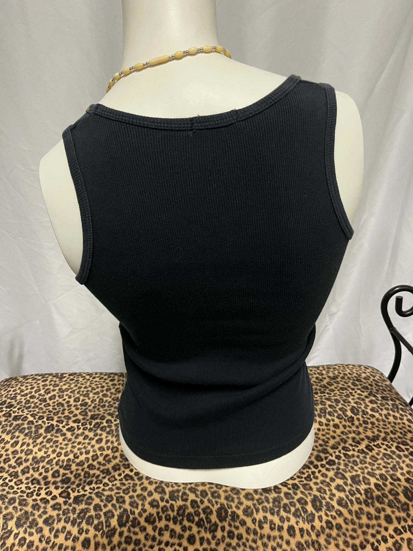 S - New York Y2K Stud Detail Ribbed Tank