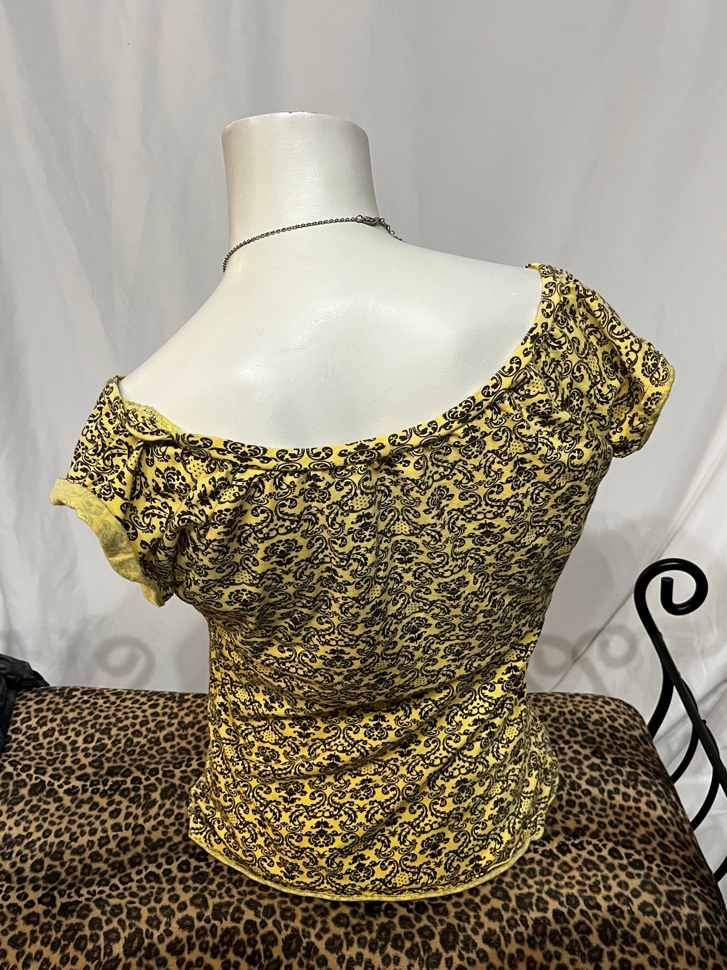 M - Kylie Yellow Paisley Off The Shoulder Top