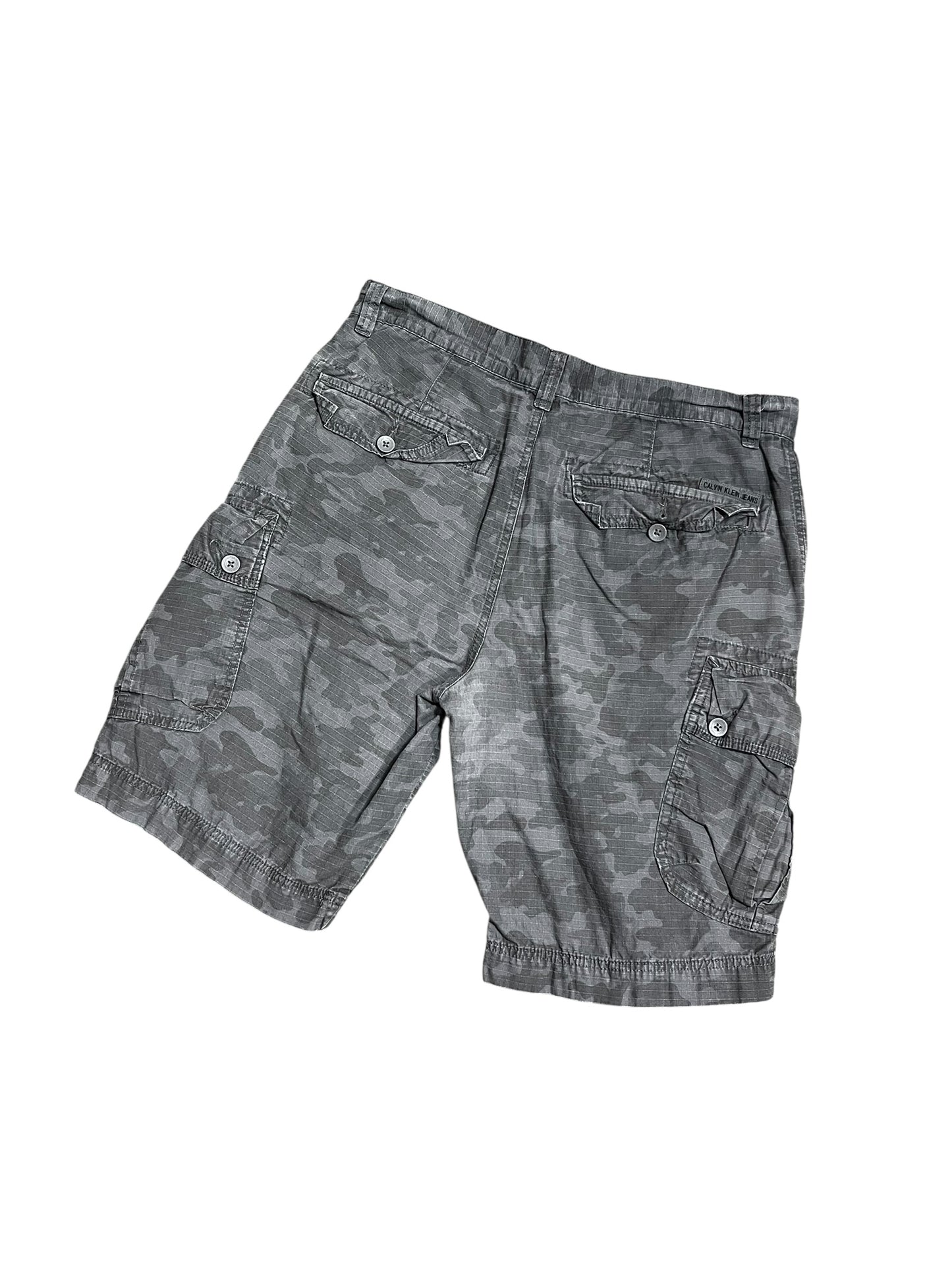 34" - Calvin Klein 2000s Grey Camouflage Cargo Shorts