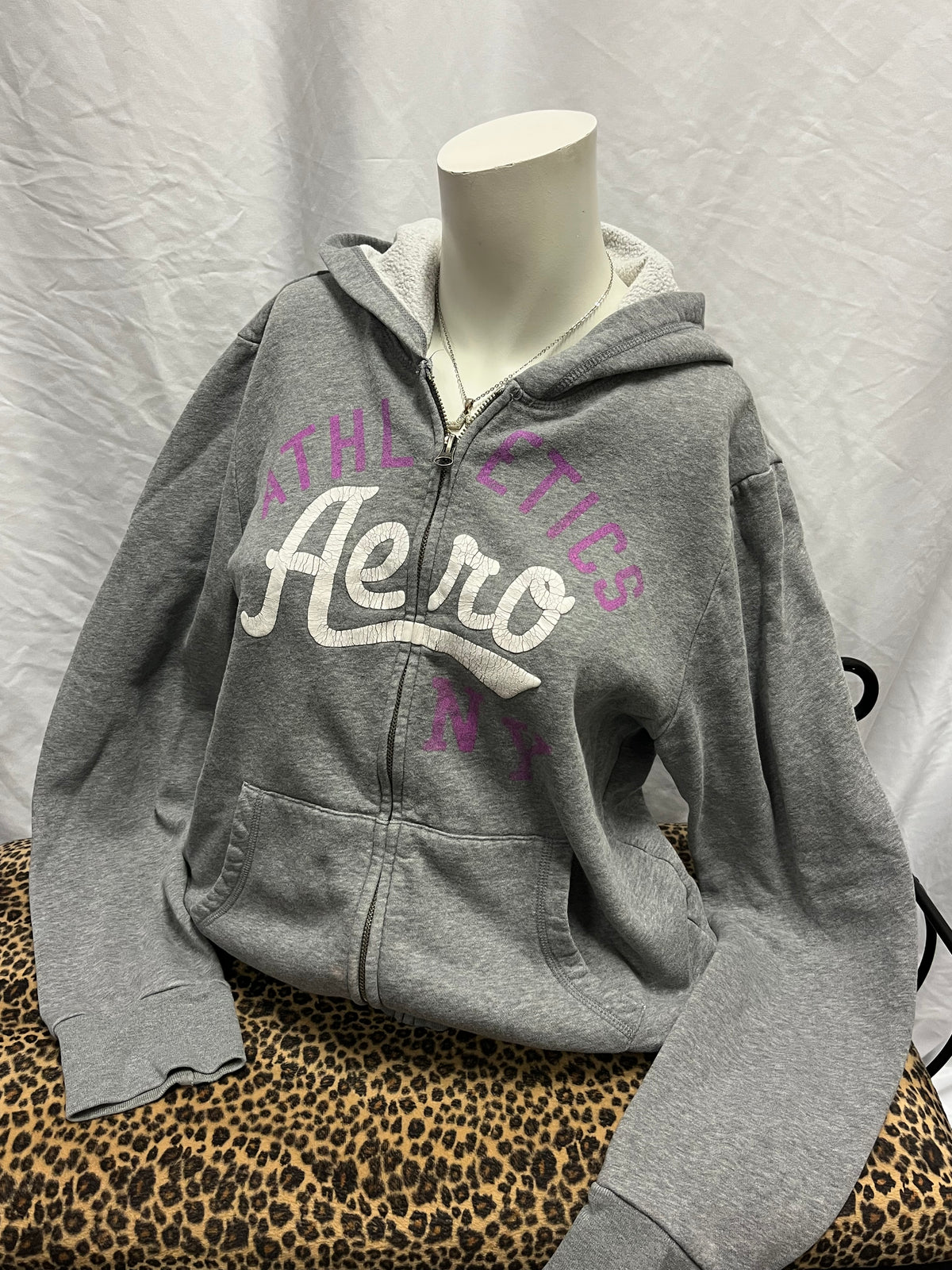 XXL - Aeropostale Y2K Purple Lettering Zip Hoodie