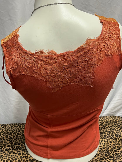 M - Worthington 2000s Sequin + Lace Trim Top