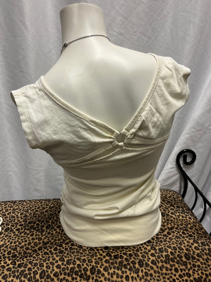 S - Point Zero White Graphic Ring Detail Top