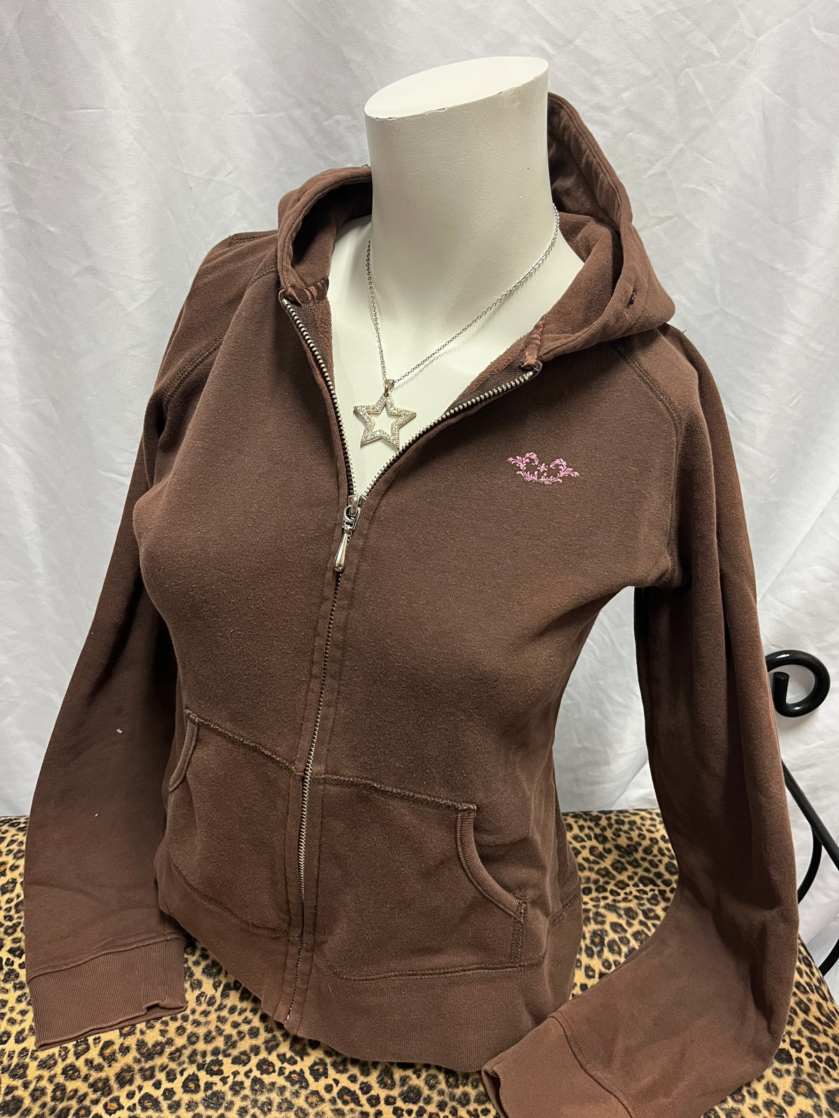 Youth L - Brody Y2K Brown + Pink Zip Hoodie