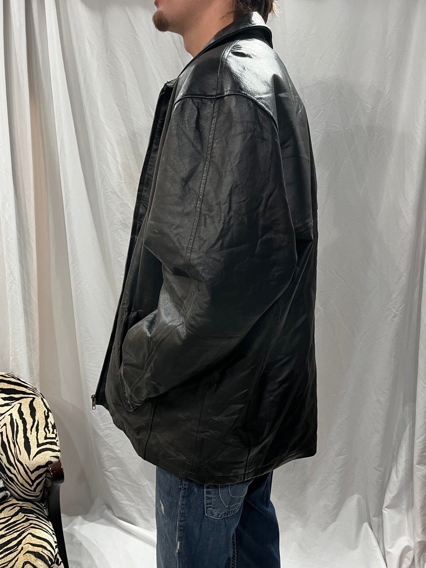 3XL - Canada Genuine Sportswear Leather Zip Jacket
