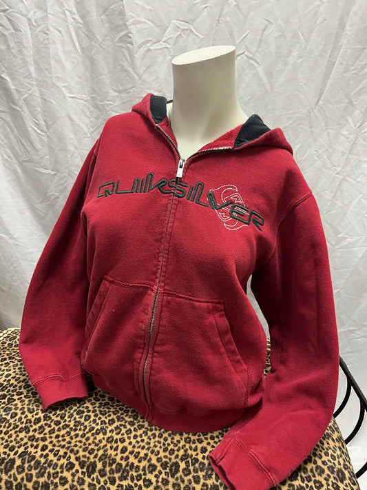 S - Quiksilver Y2K Spellout Zip Hoodie