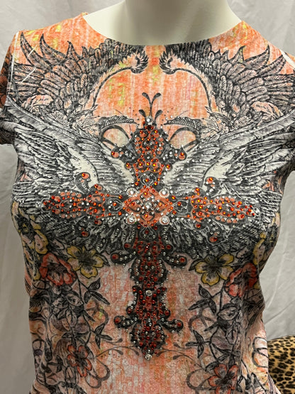 S - Davida Y2K Rhinestone Gothic Graphic Top
