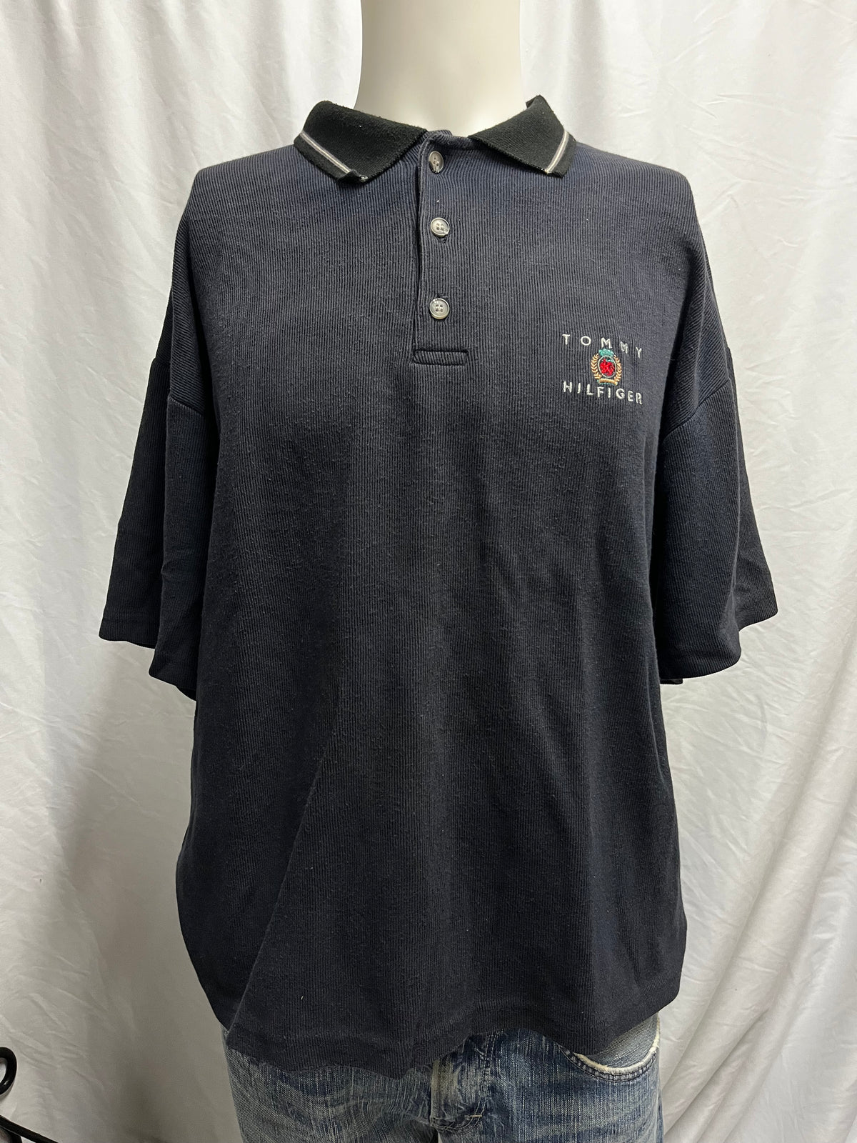 L - Tommy Hilfiger 90s Ribbed Polo Tee