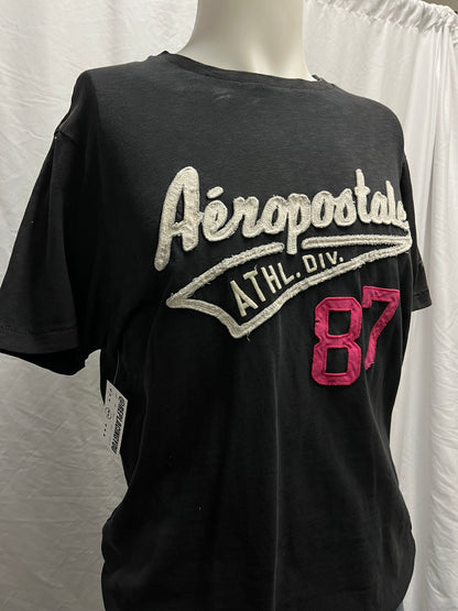 M/L - Aeropostale Y2K Black + Pink Applique Tee