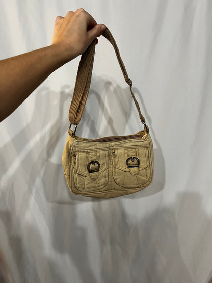Purse - Cargo Buckle 2000s Cream Shoulder Bag