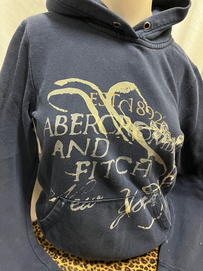 M - Abercrombie & Fitch Navy Script Pullover Hoodie