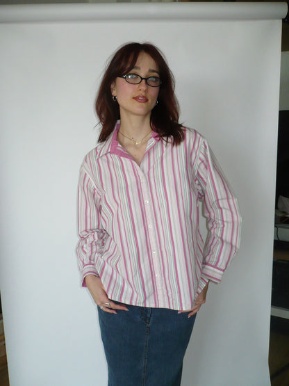 TABI INTL Pink Striped 00s Button Blouse