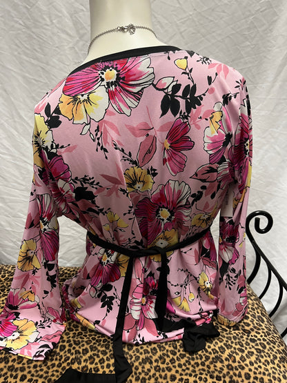 L - Mother Y2K Pink Floral Tie Blouse