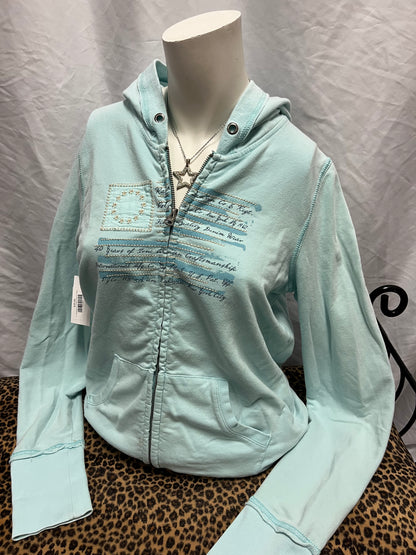 L - Polo Jeans Co. Y2K Blue Flag Zip Hoodie