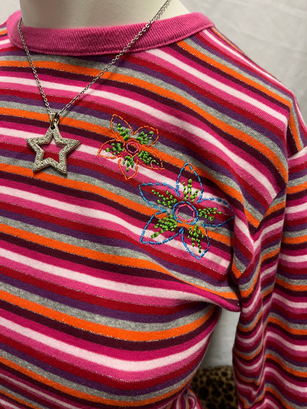 XS/S - Request Y2K Bell Sleeve Pink Stripe Top