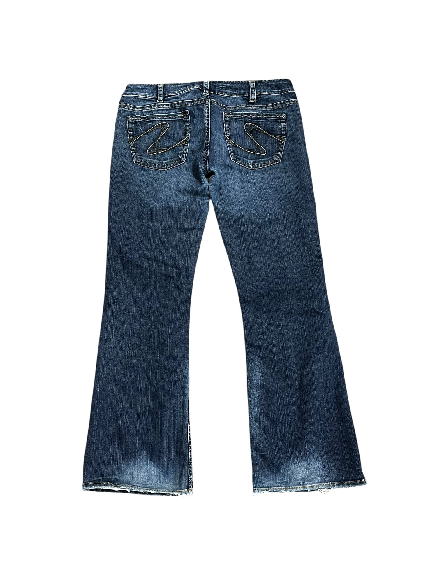 34" - Silver Y2K Low Rise Flared Jeans
