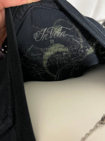 M - In Vein Y2K Rhinestone Wings Graphic Top