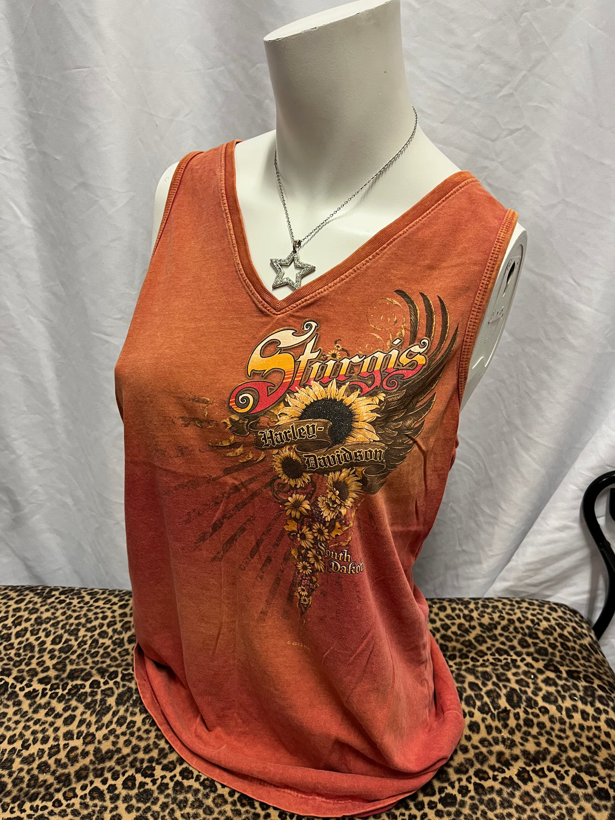 L - Sturgis Harley Davidson Sunflower Graphic Top