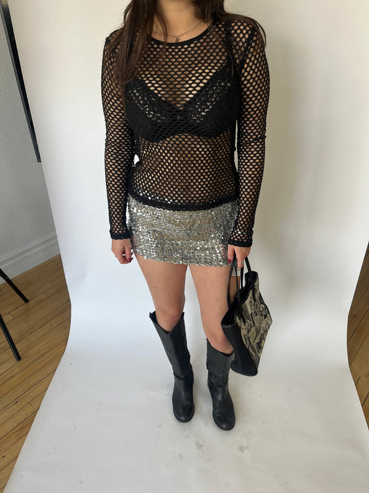 Infinite Black Fishnet Top