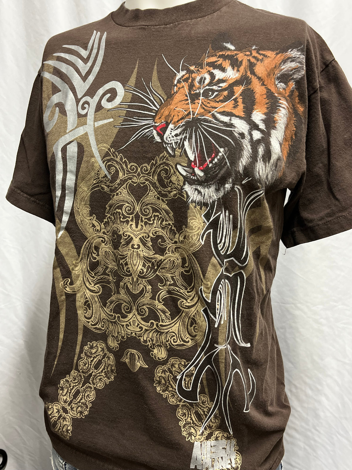 M - Gothic Tiger Y2K Brown Graphic Tee