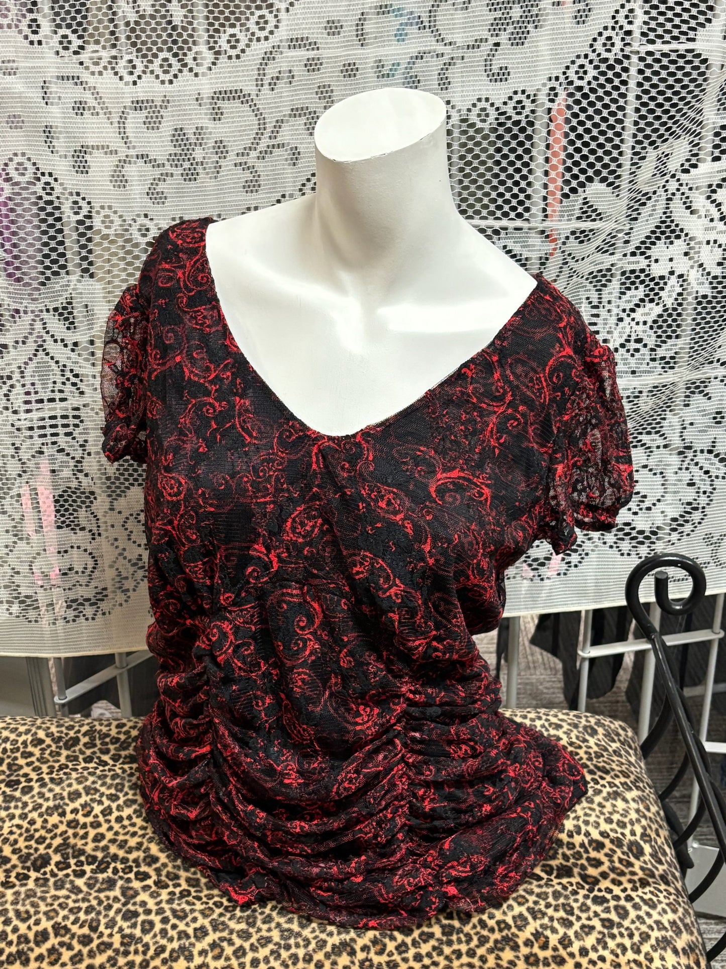 L/XL - Clientele 90s Ruched Mesh Overlay Top
