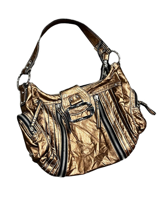 Purse - Guess Metallic + Silver Hardware Slouchy Bag