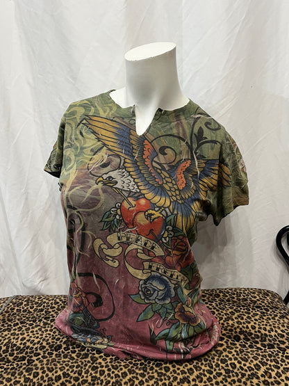 L - Celebrante Y2K AOP Tattoo Graphic Top