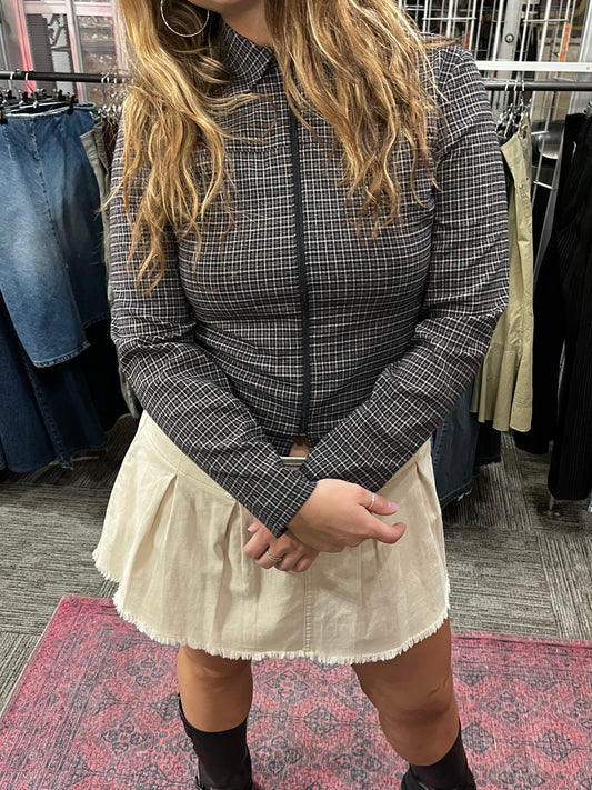 S - Smart Set 90s Plaid Collared Light Jacket