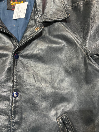 M - 1960s Seder Genuine Leather Car Coat Made In Canada
