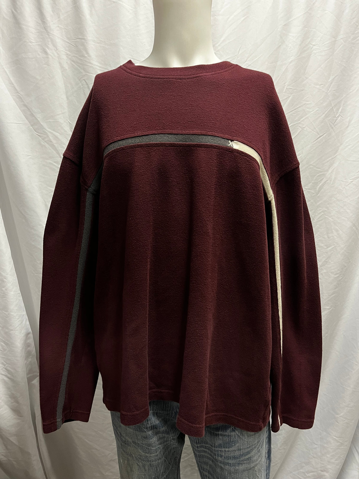 XL - Xtreme Gear Y2K Burgundy Stripe Knit Sweater