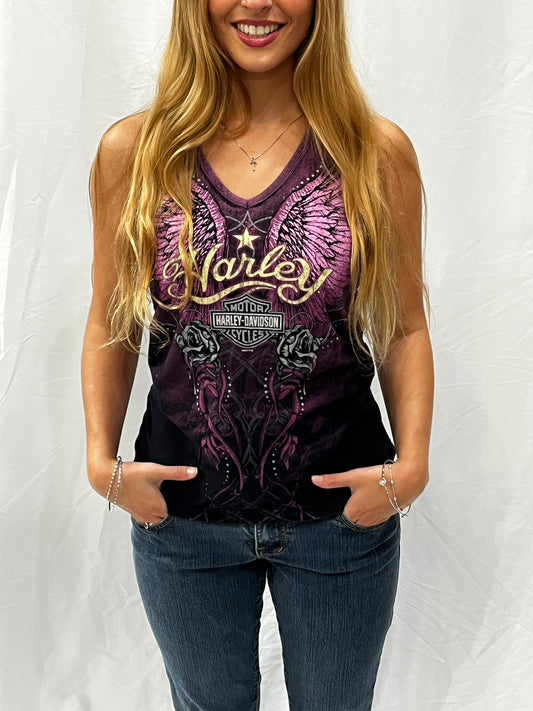M - Harley Davidson AOP + Rhinestone Top