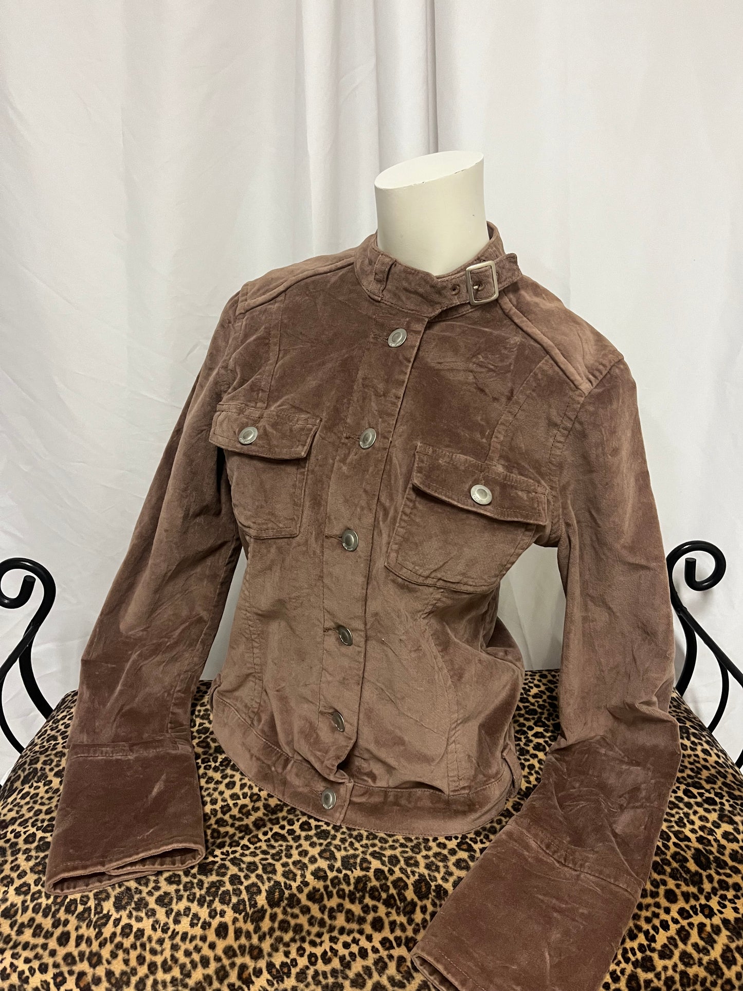 L - OK! Jeans Y2K Brown Velvet Buckle Jacket