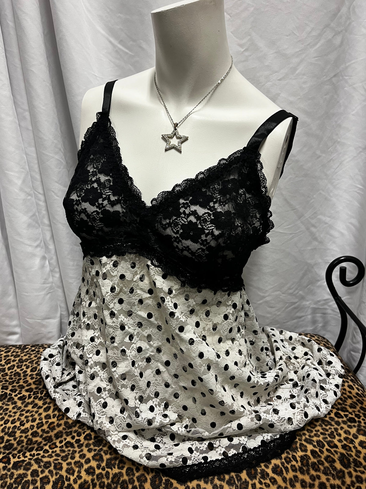 1X - Hotkiss Y2K Polka Dot Lace Babydoll Top