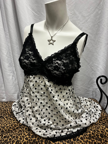 1X - Hotkiss Y2K Polka Dot Lace Babydoll Top