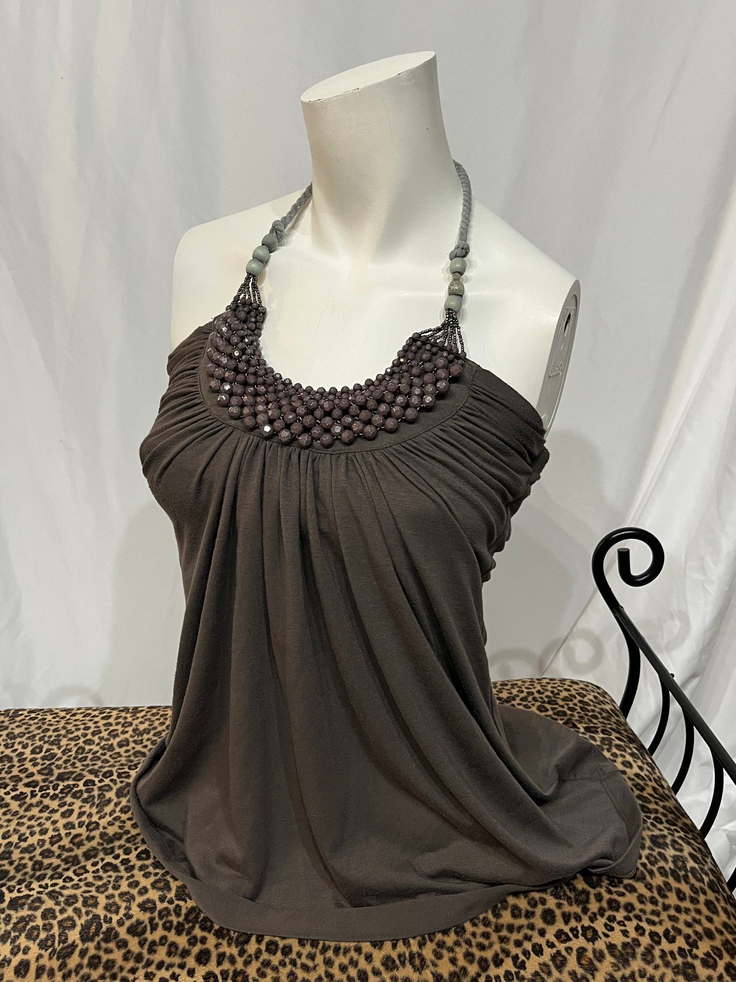 M - UK2LA Y2K Beaded Halter Top