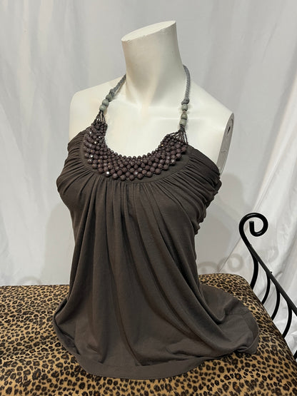 M - UK2LA Y2K Beaded Halter Top