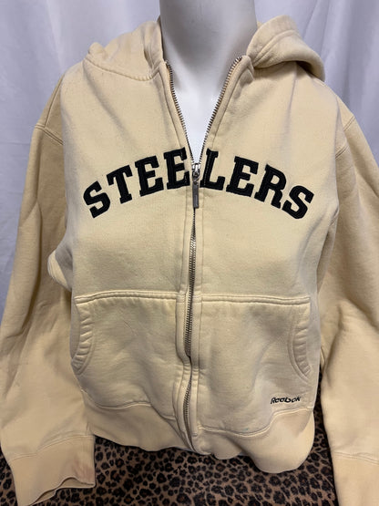 M - Pittsburg Steelers 2000s Spellout Women's Zip Hoodie